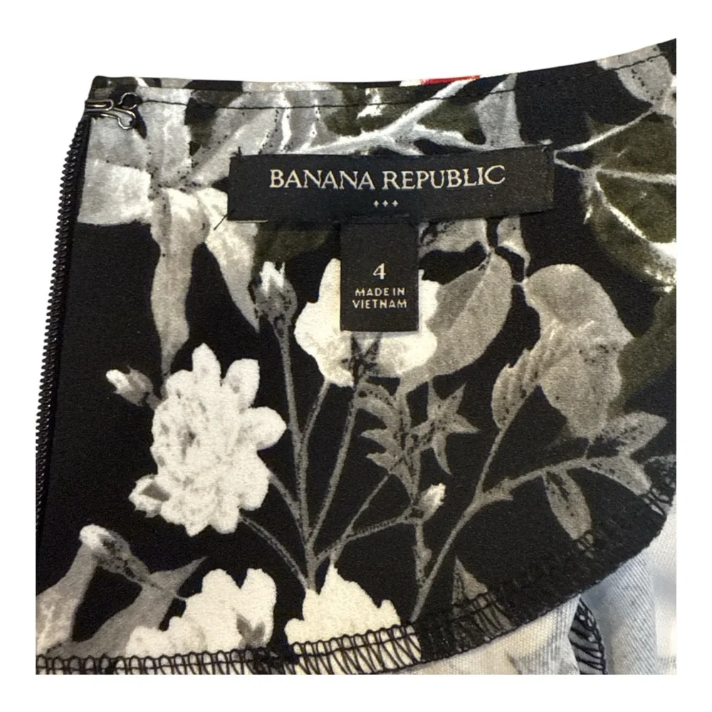 Banana Republic Women’s Floral Print 3/4 Sleeve Pleat Waist Sheath Dress, Size 4 - Picture 11 of 13